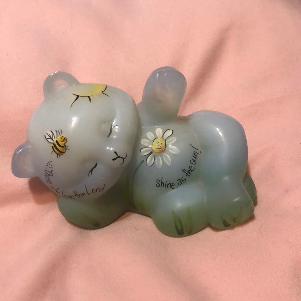 Fenton Hand Painted Bear Glass Statue